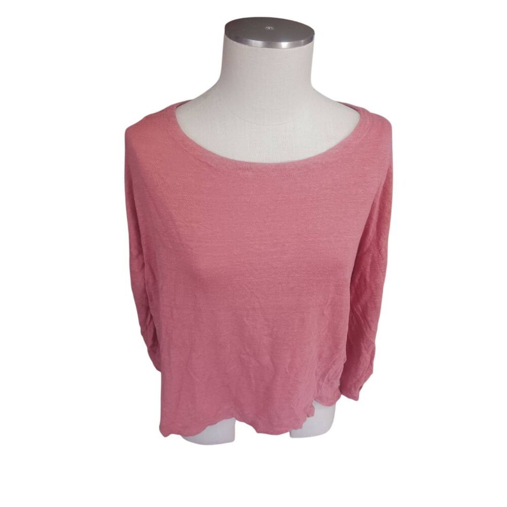Adrienne Vittadini 100% linen blouse light cruise beach